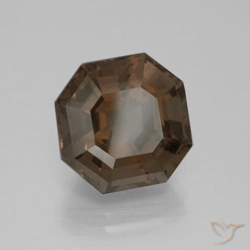 Quartz fumé Marron ambré naturelle Octogone / coupe Émeraude, 9.69 ct, VS