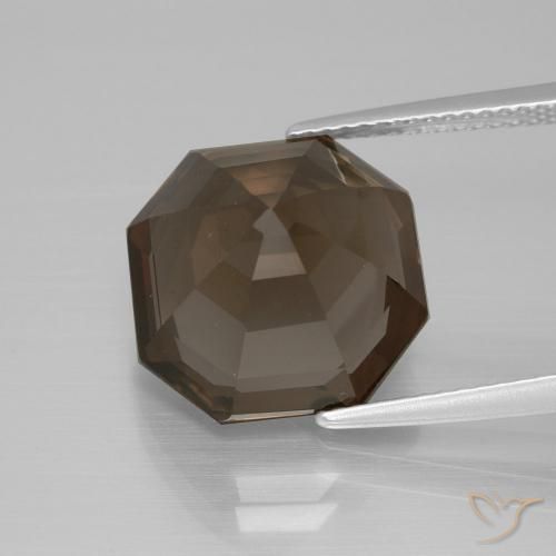 Quartz fumé Marron ambré naturelle Octogone / coupe Émeraude, 9.69 ct, VS