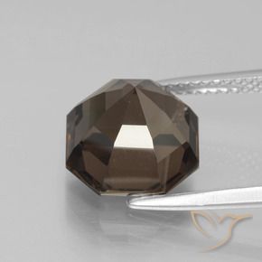 Quartz fumé Brun caryer naturelle Octogone / coupe Émeraude, 5.10 ct, VVS-VS