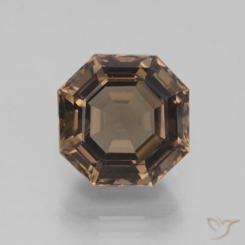 5.24ct Naturel Brun caryer Quartz fumé, Taille émeraude, VS