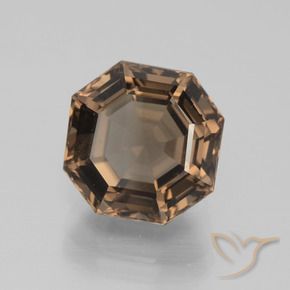 Quartz fumé Brun caryer naturelle Octogone / coupe Émeraude, 5.24 ct, VS
