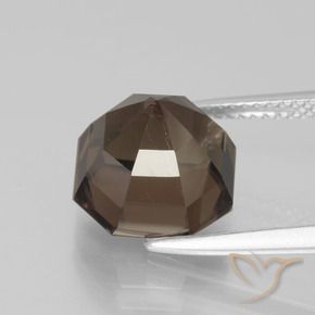 Quartz fumé Brun caryer naturelle Octogone / coupe Émeraude, 5.77 ct, VVS-VS