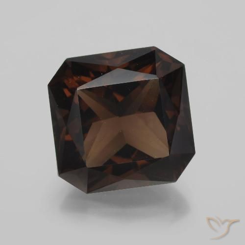 10.44ct Naturel Brun cannelle profond Quartz fumé, Taille émeraude, VVS