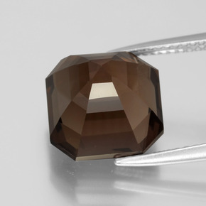 Quartz fumé marron naturelle taille émeraude, 7,21 ct, VVS-VS