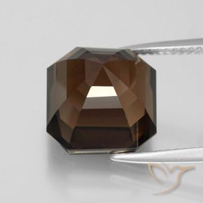 Quartz fumé Brun caryer naturelle Octogone / coupe Émeraude, 8.85 ct, VVS