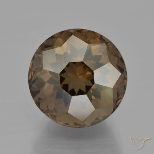 Quartz fumé marron naturelle coupe roude, 8,78 ct, VVS