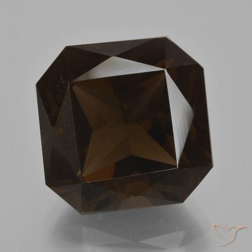 12.51ct Naturel Brun chocolat profond Quartz fumé, Taille émeraude, VVS