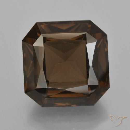 12.70ct Naturel Brun rougeâtre Quartz fumé, Taille émeraude, VVS