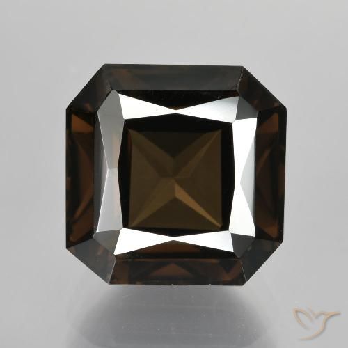 6.35ct Naturel Bleu foncé Quartz fumé, Taille émeraude, VVS