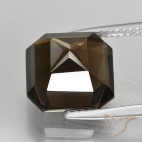 Quartz fumé Bleu foncé naturelle Octogone / coupe Émeraude, 6.35 ct, VVS