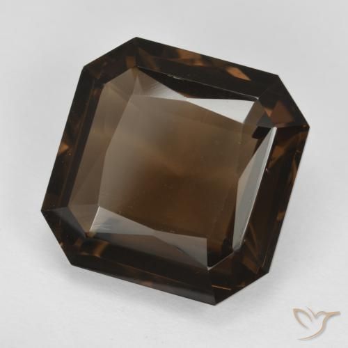 Quartz fumé Marron foncé naturelle Octogone / coupe Émeraude, 8.38 ct, VVS-VS