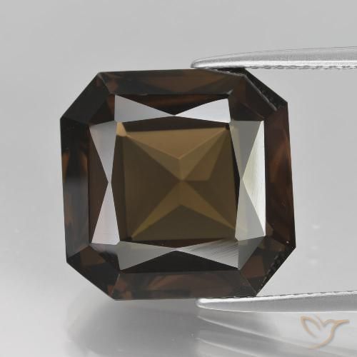 13.94ct Naturel Brun Quartz fumé, Taille émeraude, VVS