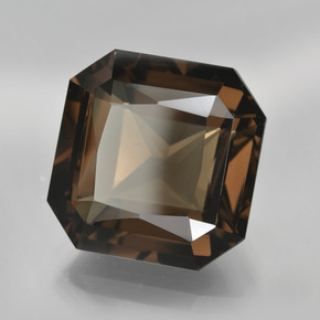 Quartz fumé marron naturelle taille émeraude, 14,50 ct, VVS