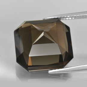 Quartz fumé marron naturelle taille émeraude, 14,50 ct, VVS