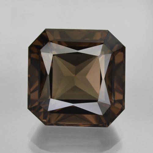 Quartz fumé marron naturelle taille émeraude, 15,84 ct, VVS