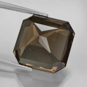 Quartz fumé marron naturelle taille émeraude, 15,84 ct, VVS
