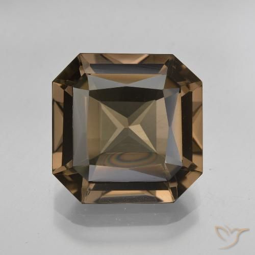 8.22ct Naturel Marron ambré Quartz fumé, Taille émeraude, VVS