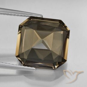 Quartz fumé Marron ambré naturelle Octogone / coupe Émeraude, 8.22 ct, VVS