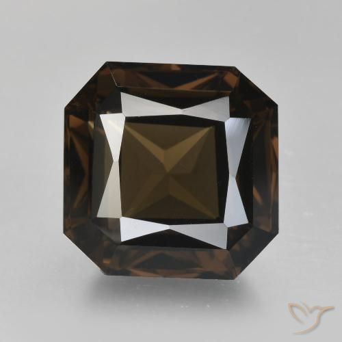 Quartz fumé marron naturelle taille émeraude, 8,52 ct, VVS