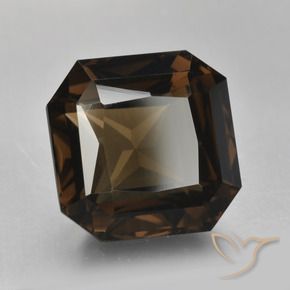 Quartz fumé marron naturelle taille émeraude, 8,52 ct, VVS