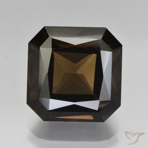 Quartz fumé Marron foncé naturelle Octogone / coupe Émeraude, 8.66 ct, VVS