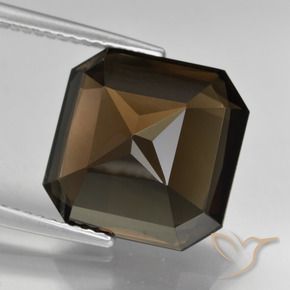 Quartz fumé Marron foncé naturelle Octogone / coupe Émeraude, 8.66 ct, VVS