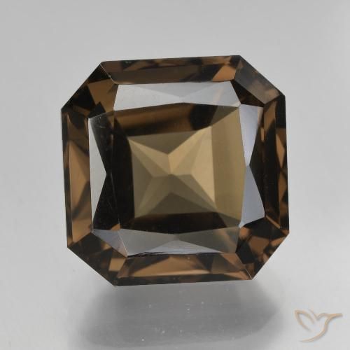 8.86ct Naturel Marron foncé Quartz fumé, Taille émeraude, VVS