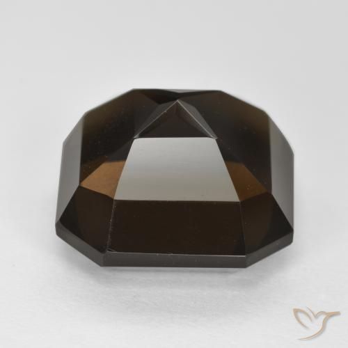 Quartz fumé Marron foncé naturelle Octogone / coupe Émeraude, 8.90 ct, VVS-VS