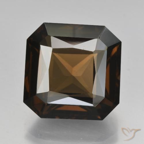 9.11ct Naturel Marron ambré Quartz fumé, Taille émeraude, VVS