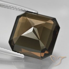 Quartz fumé Marron ambré naturelle Octogone / coupe Émeraude, 9.11 ct, VVS