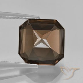 Quartz fumé Marron ambré naturelle Octogone / coupe Émeraude, 6.20 ct, VVS