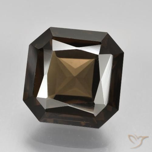 7.63ct Naturel Marron ambré Quartz fumé, Taille émeraude, VVS-VS