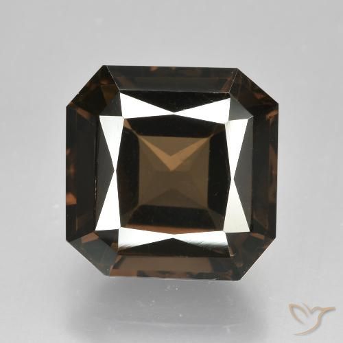 7.61ct Naturel Marron foncé Quartz fumé, Taille émeraude, VVS-VS