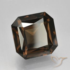 Quartz fumé Marron foncé naturelle Octogone / coupe Émeraude, 7.61 ct, VVS-VS