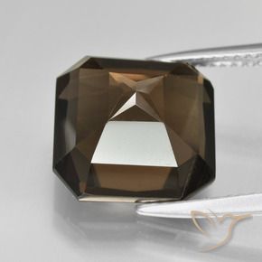 Quartz fumé Marron foncé naturelle Octogone / coupe Émeraude, 7.61 ct, VVS-VS