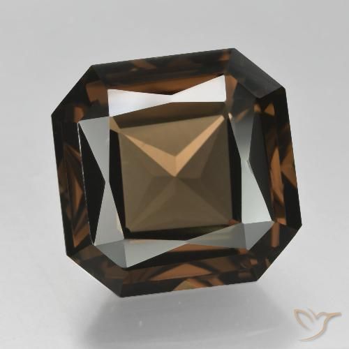 11.58ct Naturel Brun rougeâtre Quartz fumé, Taille émeraude, VVS-VS