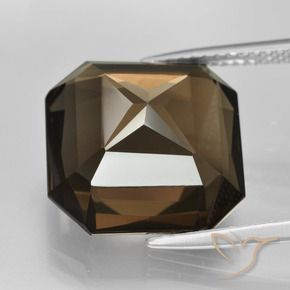 Quartz fumé Brun rougeâtre naturelle Octogone / coupe Émeraude, 11.58 ct, VVS-VS