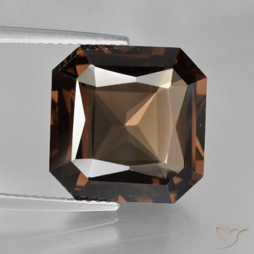 10.90ct Naturel Brun Quartz fumé, Taille émeraude, VVS-VS