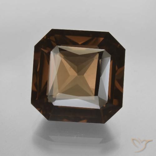 10.54ct Naturel Brun caryer Quartz fumé, Taille émeraude, VVS