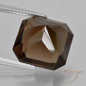 Quartz fumé Brun naturelle Octogone / coupe Émeraude, 11.03 ct, VVS