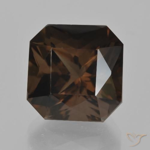 11.09ct Naturel Brun rougeâtre Quartz fumé, Taille émeraude, VVS