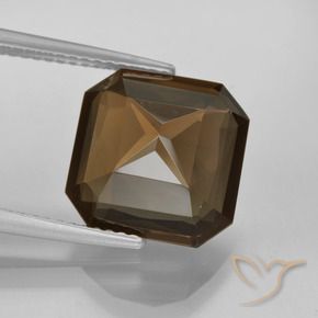 Quartz fumé Marron foncé naturelle Octogone / coupe Émeraude, 6.62 ct, VVS-VS