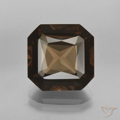 7.08ct Naturel Marron foncé Quartz fumé, Taille émeraude, VVS