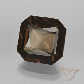 Quartz fumé Marron foncé naturelle Octogone / coupe Émeraude, 7.08 ct, VVS