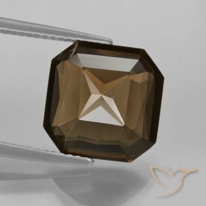 Quartz fumé Marron foncé naturelle Octogone / coupe Émeraude, 7.08 ct, VVS