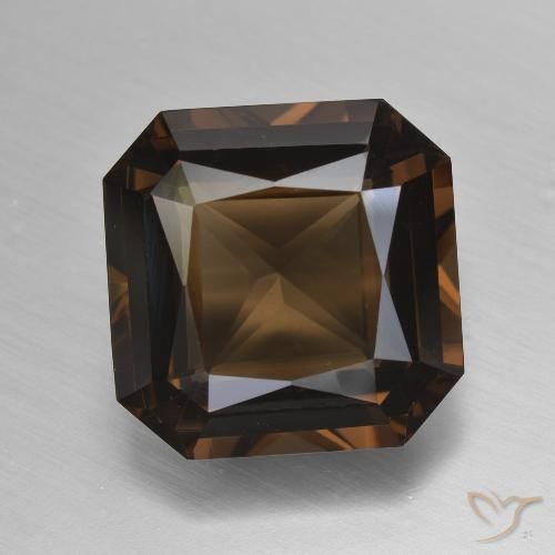 11.64ct Naturel Brun moyen Quartz fumé, Taille émeraude, VVS-VS