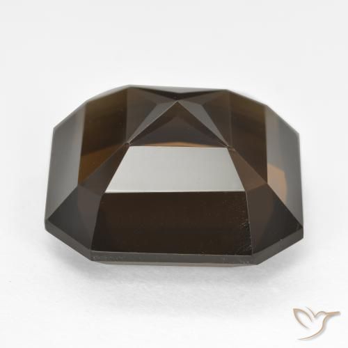 Quartz fumé Marron foncé naturelle Octogone / coupe Émeraude, 11.86 ct, VVS