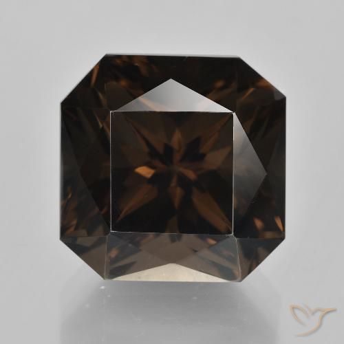 12.53ct Naturel Brun chocolat Quartz fumé, Taille émeraude, VVS