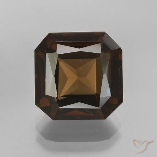 7.63ct Naturel Marron ambré Quartz fumé, Taille émeraude, VVS