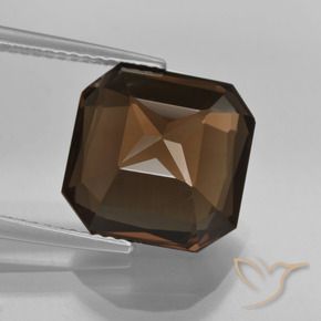 Quartz fumé Marron ambré naturelle Octogone / coupe Émeraude, 7.63 ct, VVS